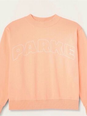 Parke Peach mockneck Sweatshirt with White Logo Stitching